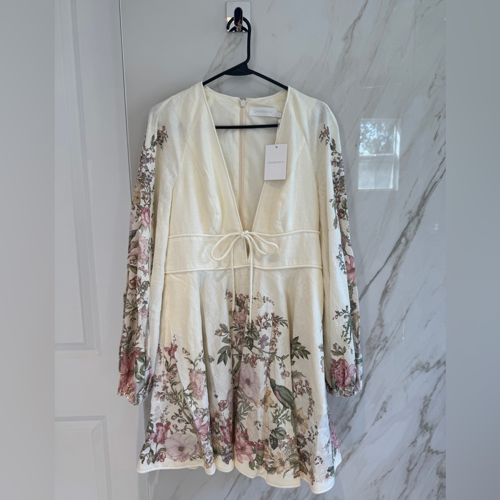 NWT Zimmermann Waverly Linen Minidress - Size 3 / US 10